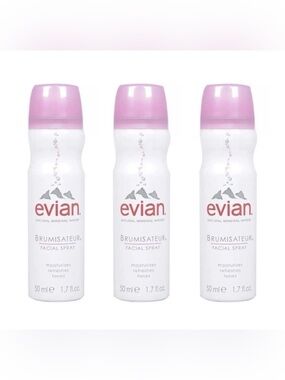 Evian Facial Spray with Natural Mineral Water ~ 1.7 fl.oz. ( Lot of 3 )